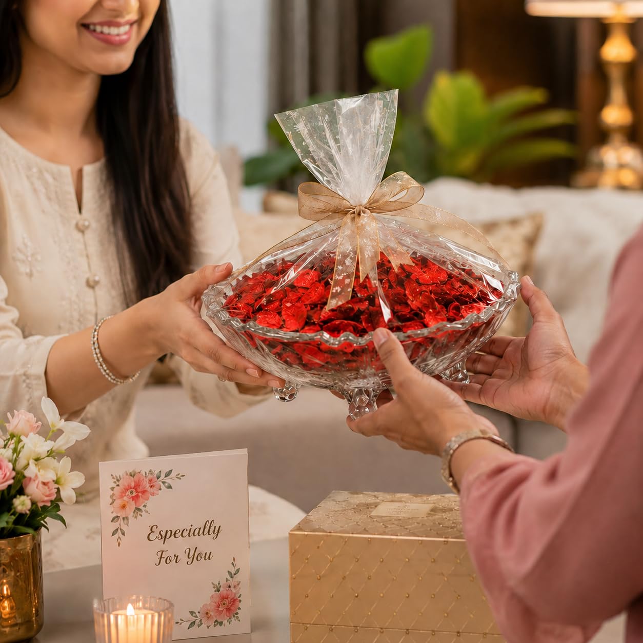 Decorative Glass Potpourri Bowl with Fragrant Potpourri | Ready-to-Gift Shrink Wrapped | Thank You Gift | Home Decor, Center Table, Living Room & Festive Decoration
