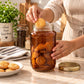 Pure Source India 1000ml Amber Glass Jar with Gold Metal Lid, Airtight Kitchen & Pantry Container, Multipurpose Food Storage Jar