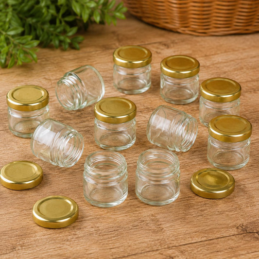 Pure Source India 20 GRM Round Mini Glass Jar with Airtight Cap - 20 Gram