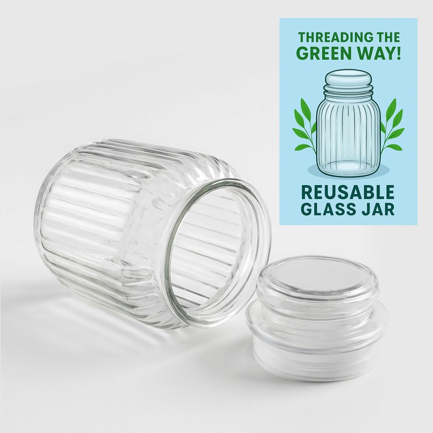 1000ml Glass Storage Jar with Airtight Lid | Kitchen Organizer for Spices, Pickles, Dry Fruits, Sugar & Snacks