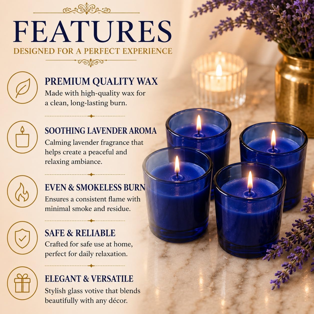Pure Source India Pack of 6 Tea Light Votive Glass Candle Holders – Perfect for Diwali, Weddings, Spa & Holiday Décor (Blue)