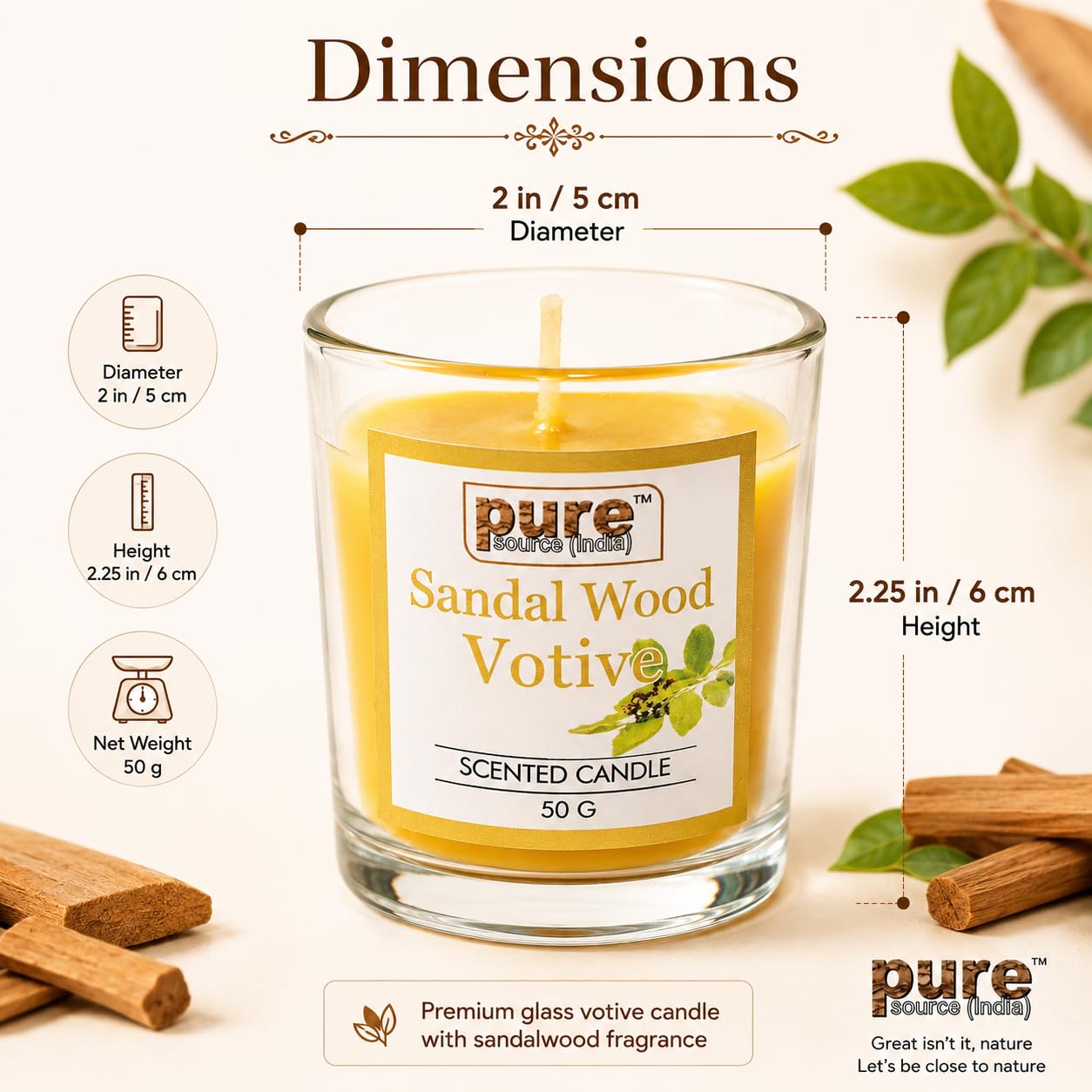 Pure Source India Pack of 6 Votive Glass Scented Candles, Diwali Home Decor Gift (Fragrance-Rose, Jasmine & Sandalwood)