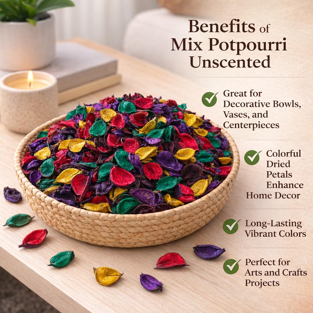 Pure Source India Unscented Dried Flowers Leaves Potpourri, 500 Gm, Mix Color