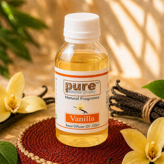 Pure Source India 100ML Vanilla Aroma Reed Diffuser Refill , 8 Pcs Reed Stick Coming Free With This Reed Diffuser Oil