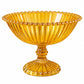 Pure Source India Yellow Glass Fruit Bowl 7.5 Inch | Decorative Ribbed Pedestal Bowl for Fruits, Snacks, Desserts & Table Centerpiece | Elegant Gold Serving Bowl