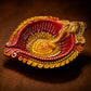 Pure Source India Decorative Ganesh Ji Diya| Handcrafted Red & Gold Oil Lamp with Auspicious Swastik Design | Traditional Diwali Diya for Festivals, Pooja Room & Gifting
