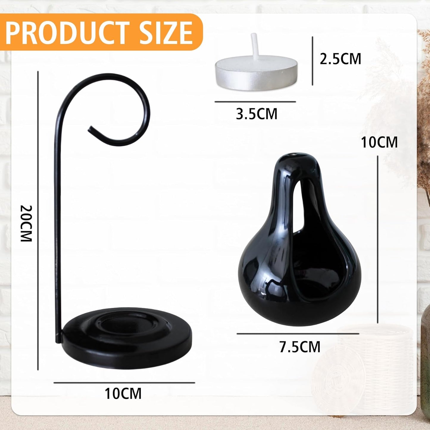Pure Source India Hanging Ceramic Oil Burner with 4 Tealight Candle & 10 ML Oil