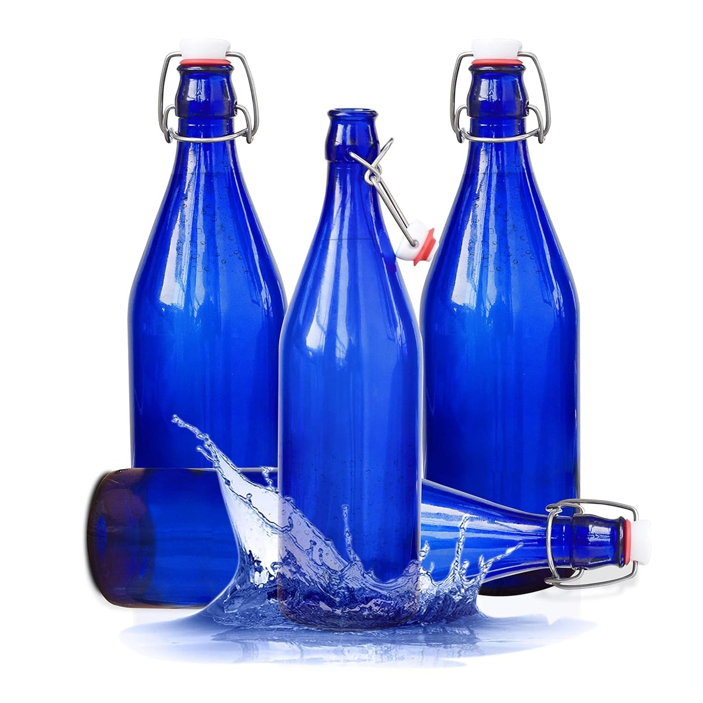 Premium 250ml Glass Water Bottle with Airtight Flip Top Cap | Leakproof & Reusable Bottle for Water, Juice, Oil, Vinegar