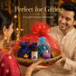 Pure Source India Diwali Gift Set with Blue Elephant Aroma Burner, Aroma Oil, Scented Candle & Potpourri Potli | Festive Home Fragrance Gift Hamper