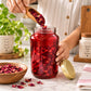 Pure Source India Red Glass Jar with Gold Metal Lid, (1000ml), Airtight Kitchen & Pantry Container, Multipurpose Food Storage Jar