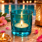 Pure Source India Pack of 16 Multicolour Glass Tealight Candle Holders - Votive Holders for Diwali Decoration, Home Decor, Christmas & Gifting - Vibrant Festive Glass Votives for Tea Lights