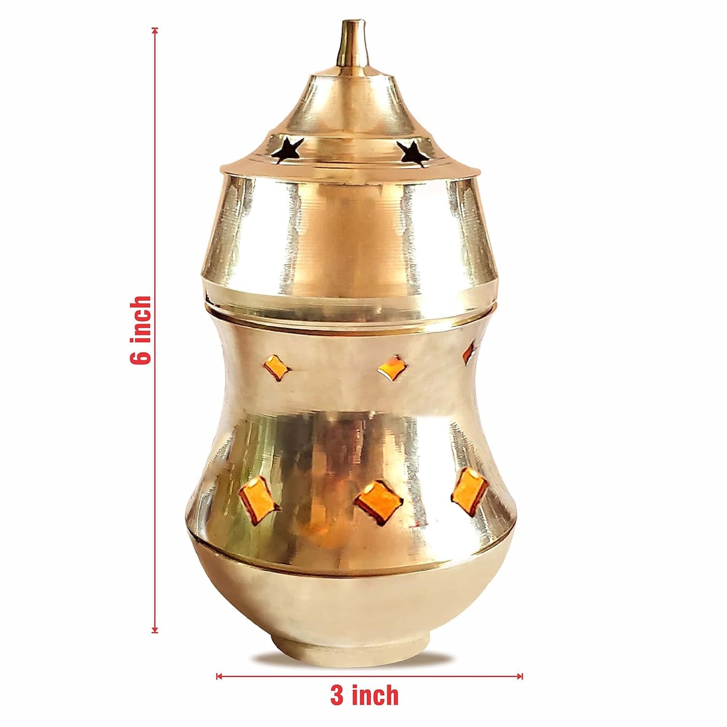 Pure Source India Brass 6 Inch Kapoor dani with Night lamp, Aroma Diffuser, Bakhoor dani,Camphor Burner
