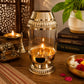 Pure Source India 250ml Capacity Brass Akhand Diya with Glass Cover, 8.5 Inch Height, Long Burning Oil Lamp for Puja Room, Mandir, Temple, Spiritual Decor & Festivals