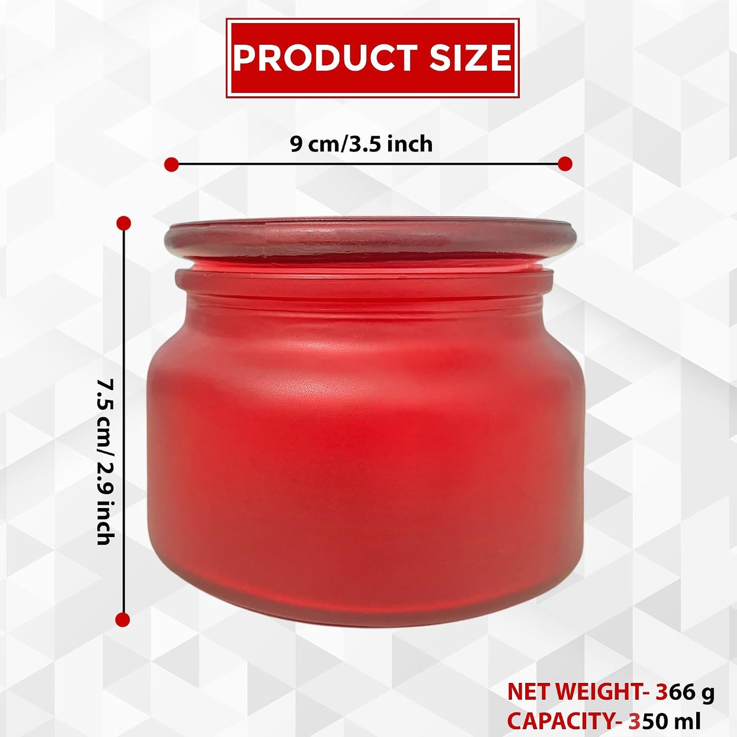 Pure Source India 250 Gm Colored Glass Jar Containers- Red