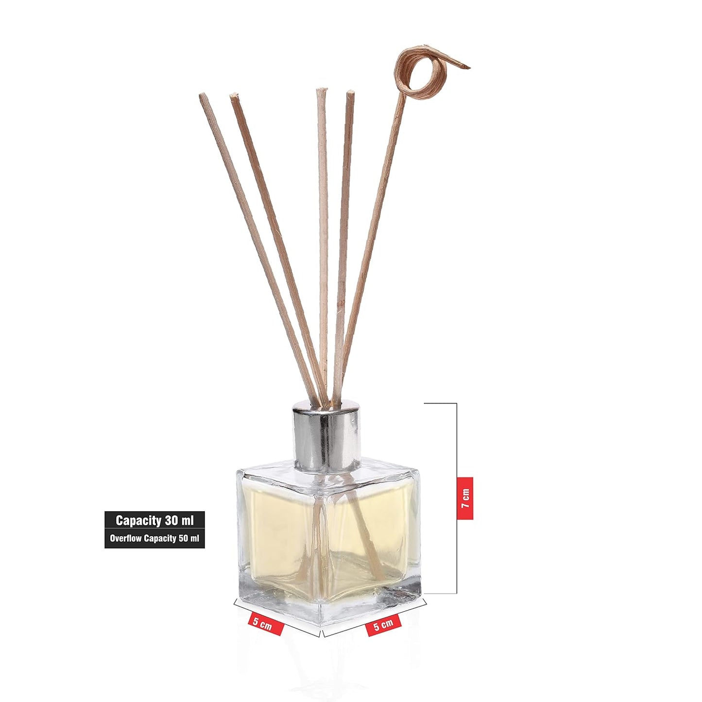 Pure Source India 30 ML Squire Coming with 6 Pcs Sticks Glass Decorative Reed Diffuser Bottle/Glass Vase
