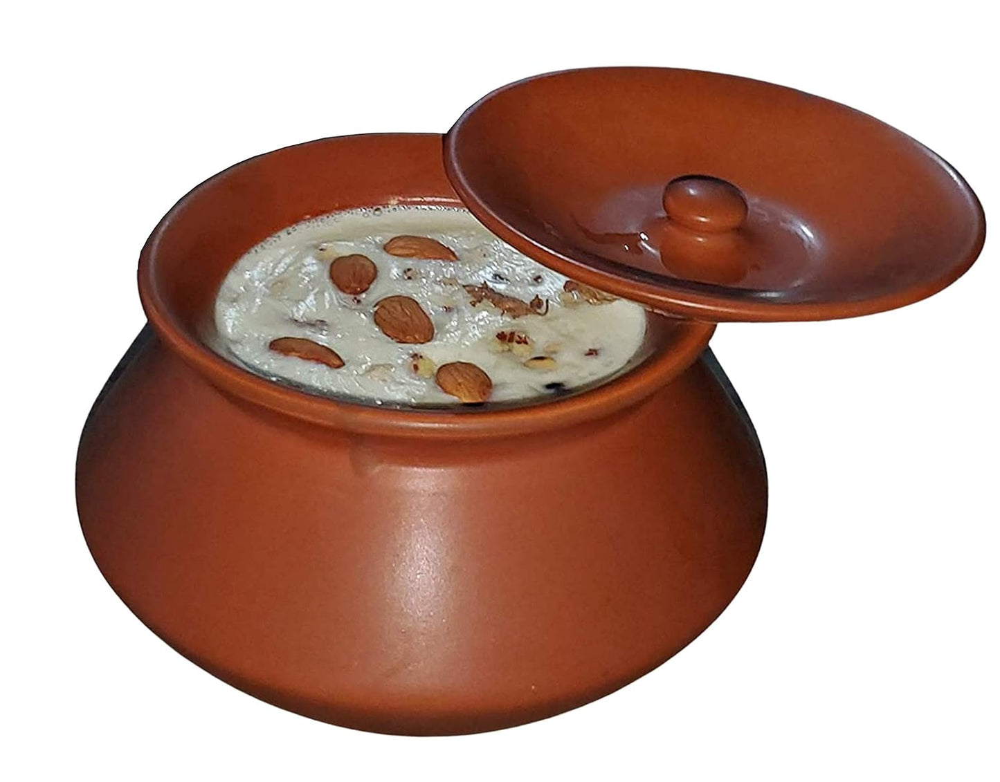 Pure Source India Round With Lid Clay Dahi Handi, 1 Ltr, 1 Piece, Brown, Unglazed Terracotta, 1 Liter
