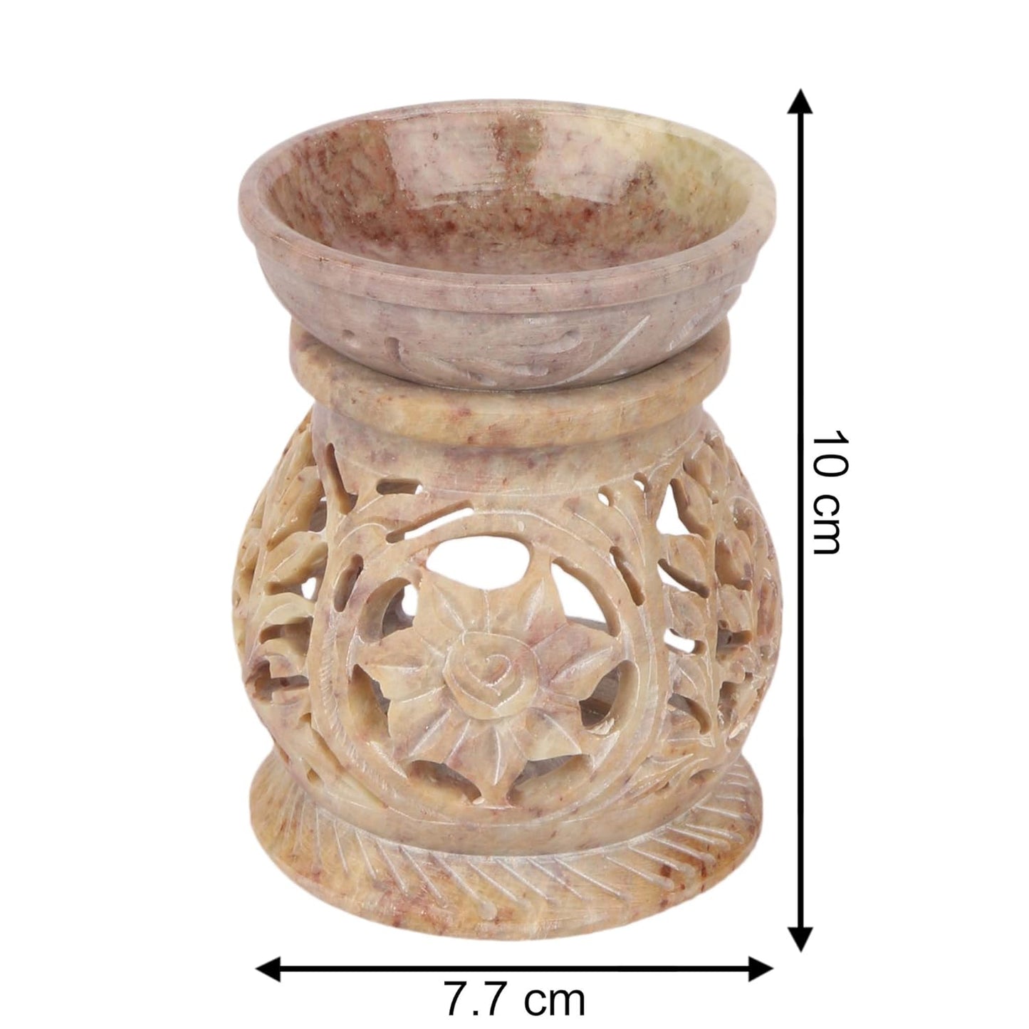 Pure Source India Soapstone Oil Burner Set, 4 Inch, Natural Brown