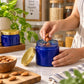 Pure Source India 250 ML Blue Glass Storage Jar | Wide Mouth Kitchen Jar for Pickles, Spices, Dry Fruits, Cookies & Snacks