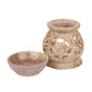 Pure Source India Soapstone Oil Burner Set, 4 Inch, Natural Brown