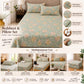 Pure Source India Poly Cotton Elegance Bedding Set, Dreamy Cotton Comfort Double Bed Sheet with Pillow Covers (Seamoss Green Flora)