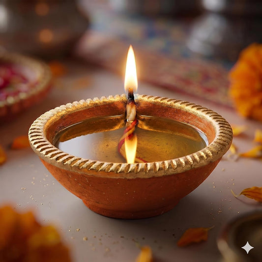 Pure Source India Elegant Pink Color (4 Pieces)Traditional Handmade Earthen Clay Big Size Diya for Laxmi Pooja| Premium Terracotta Akhand Jyoti for Diwali, Puja & Festive Décor