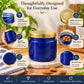 Pure Source India 250 ML Blue Glass Storage Jar | Wide Mouth Kitchen Jar for Pickles, Spices, Dry Fruits, Cookies & Snacks