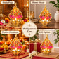 Pure Source India Laxmi Ji Brass Diya for Puja, Decorative Oil Lamp for Diwali Pooja Mandir Decoration & Festive Gifting