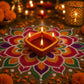 Pure Source India Decorative 4-Wick Diya Lamp with Golden Border, Traditional Oil Lamp for Diwali, Pooja, Rangoli & Festive Home Décor 5 Inch / 200 ML)