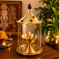 Pure Source India Brass Akhand Diya with Glass Cover | Long Burning Jyot Lamp for Pooja Room, Temple, Home Mandir & Festivals | Wind Protection Design | 50ml Capacity