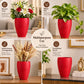 Pure Source India Red Flower Vase for Home Décor | Decorative Tabletop Planter for Living Room & Dining Table