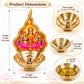 Pure Source India Laxmi Ji Brass Diya for Puja, Decorative Oil Lamp for Diwali Pooja Mandir Decoration & Festive Gifting