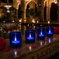 Pure Source India Pack of 6 Tea Light Votive Glass Candle Holders – Perfect for Diwali, Weddings, Spa & Holiday Décor (Blue)