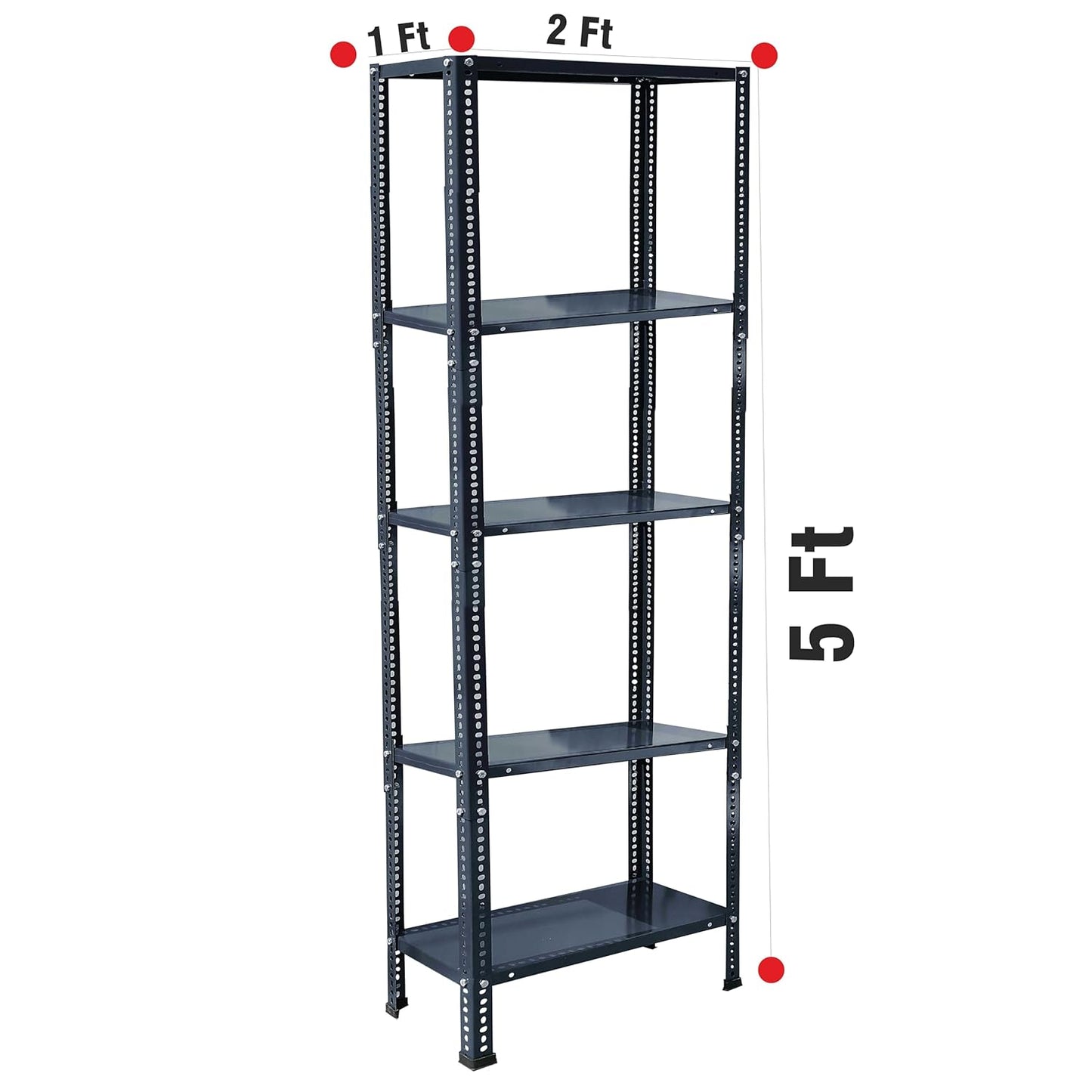 Iron Matte Finish (2 X 1 X 5 FT) (5 Shelf) Adjustable Display Rack for Home Office & Gym Use