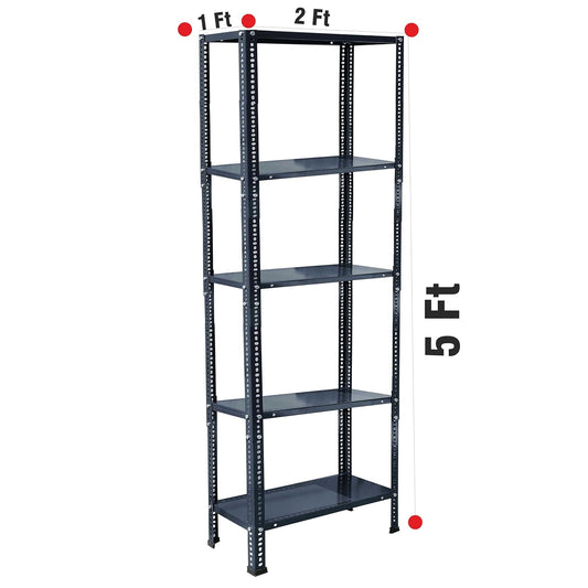 Iron Matte Finish (2 X 1 X 5 FT) (5 Shelf) Adjustable Display Rack for Home Office & Gym Use