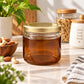 Pure Source India 250 ML Amber Glass Storage Jar | Wide Mouth Kitchen Jar for Pickles, Spices, Dry Fruits, Cookies & Snacks