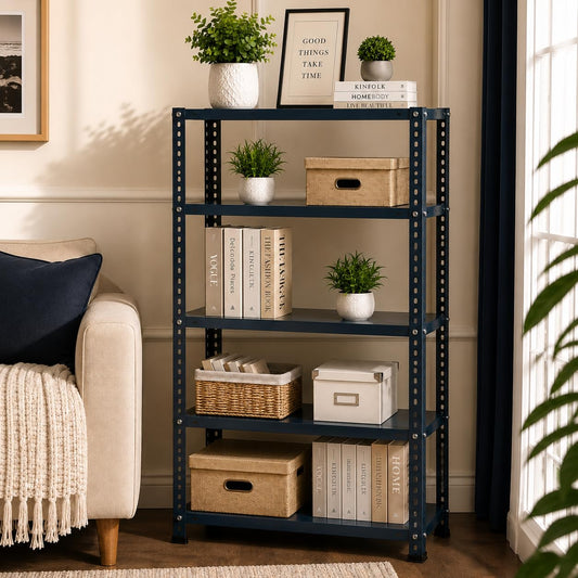 Pure Source India Iron Matte Finish (2 X 1 X 5 FT) (5 Shelf) Adjustable Display Rack for Home Office & Gym Use