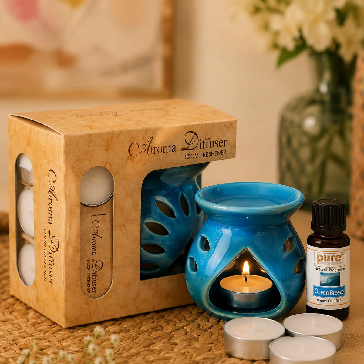 Pure Source India Ceramic Aroma Set (Blue)