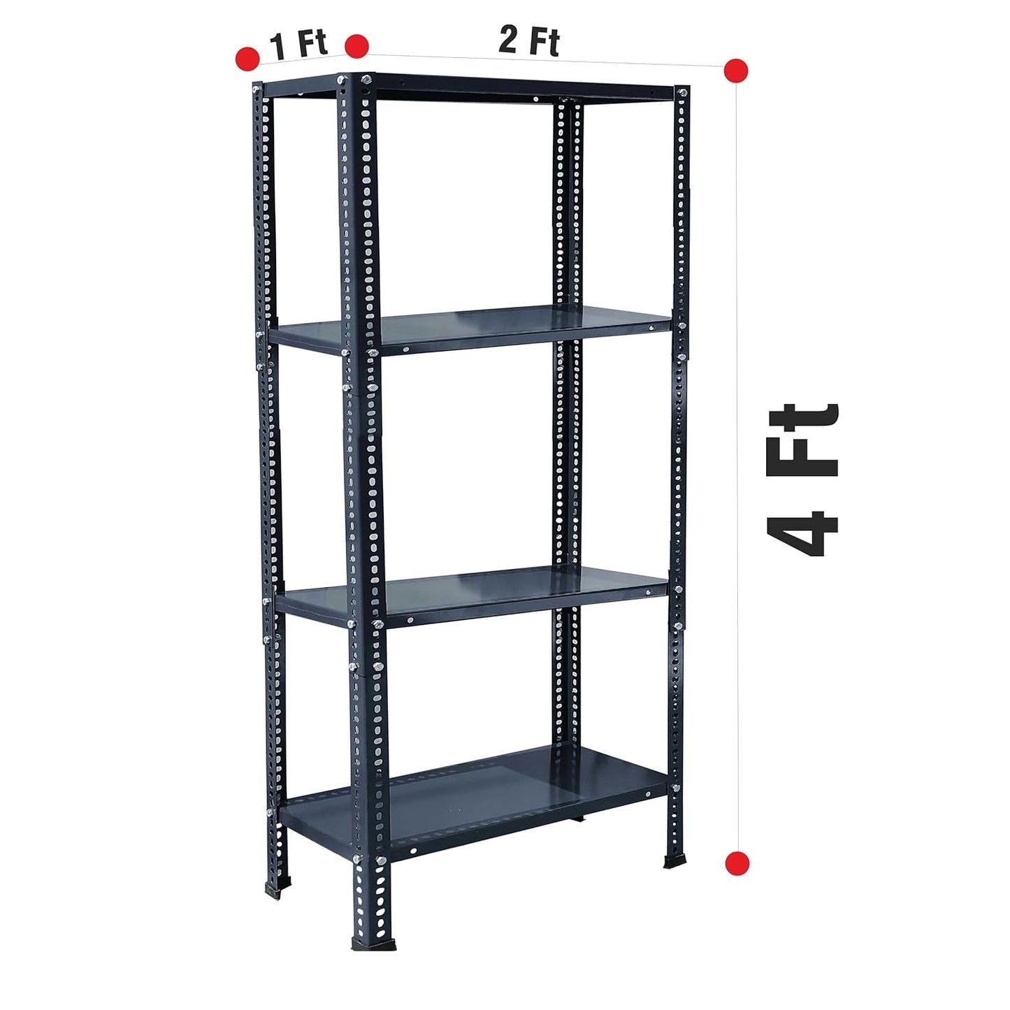 Iron Matte Finish (2 X 1 X 4 FT) (4 Shelf) Adjustable Display Rack for Home Office & Gym Use
