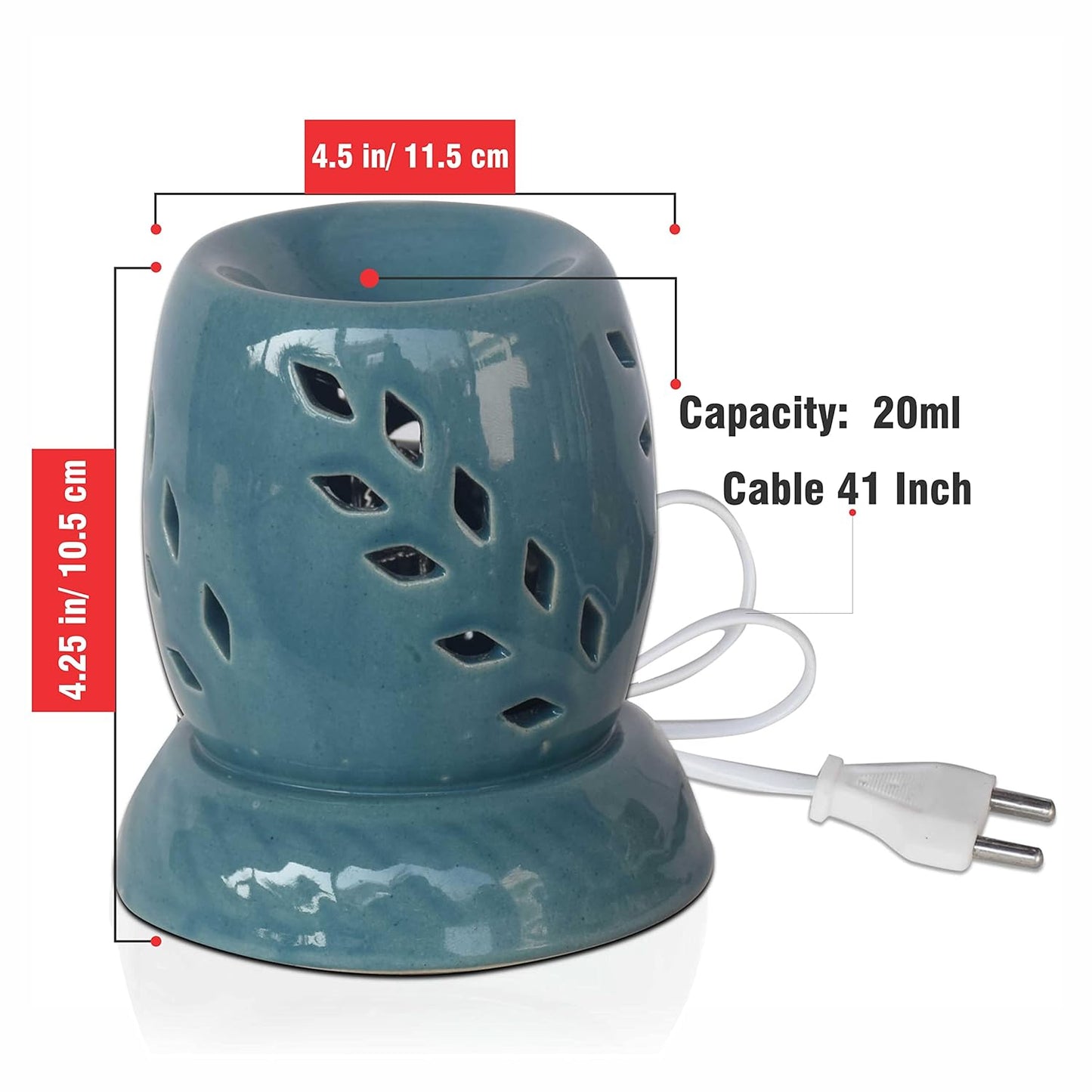 Pure Source India Ceramic Electric Aroma Diffuser Oil Burner/Oil Warmer Round Shape with Bulb (Green Small)