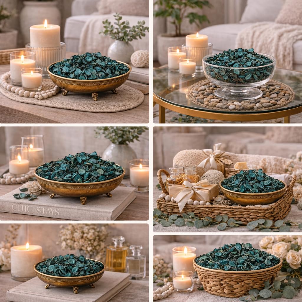Pure Source India Green, Potpourri – Natural Dried Flower Fragrance Jasmine | Long Lasting Home Fragrance | Decorative Bowl Filler | Wardrobe & Car Freshener | Essential Oil Infused