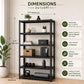 Pure Source India Iron Matte Finish (2 X 1 X 5 FT) (6 Shelf) Adjustable Display Rack for Home Office & Gym Use