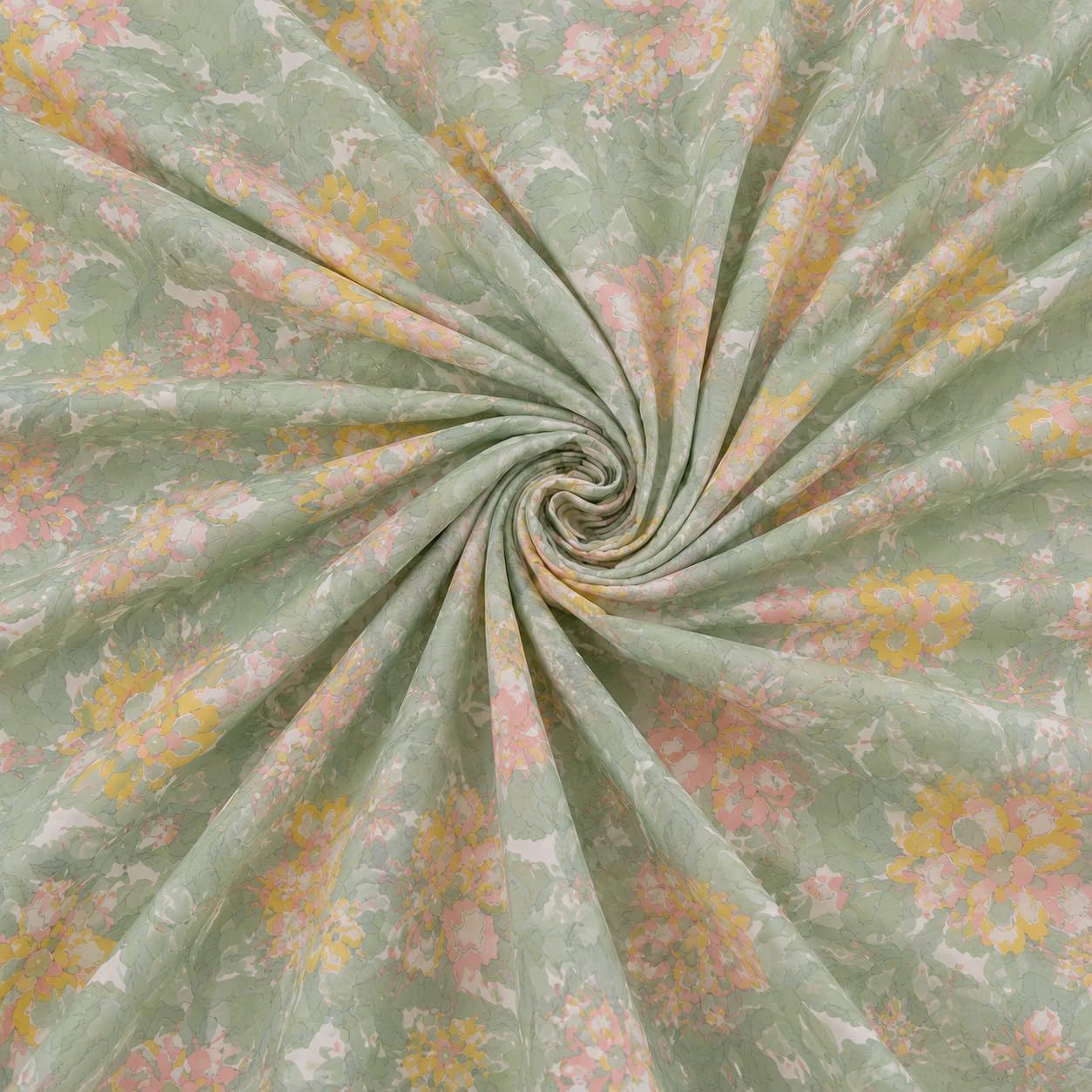 Pure Source India Poly Cotton Elegance Bedding Set, Dreamy Cotton Comfort Double Bed Sheet with Pillow Covers (Seamoss Green Flora)
