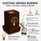 Pure Source India Ceramic Electric Aroma Oil Burner with Tree Cut-Out Design – 21 cm Decorative Fragrance Warmer (Black)