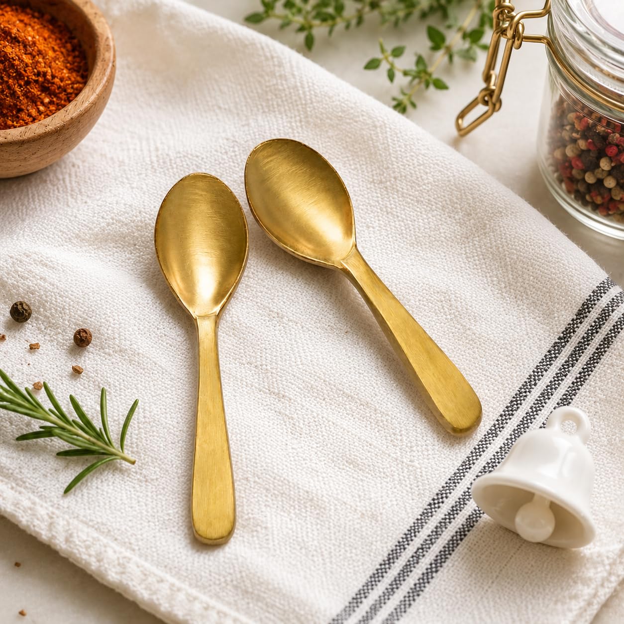 Pure Source India 3 Inch Brass Spoon Perfect for Spices, Coffee and Dessert Spoon