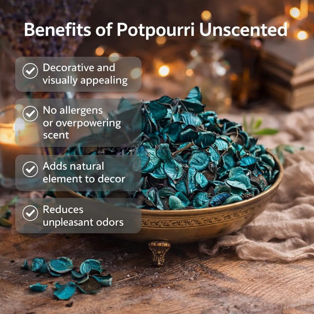 Pure Source India Teal Blue Unscented Potpourri – Natural Dried Flower for Home Décor, Wedding Table Styling, DIY Crafts & Essential Oil Blending