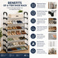 6 Tier Stainless Steel Shoe Rack Organizer | Easy Assembly Footwear Storage Shelf for Home, Office & Entryway
