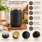 Pure Source India Black Matt Glass Jar with Gold Metal Lid, (1000ml), Airtight Kitchen & Pantry Container, Multipurpose Food Storage Jar