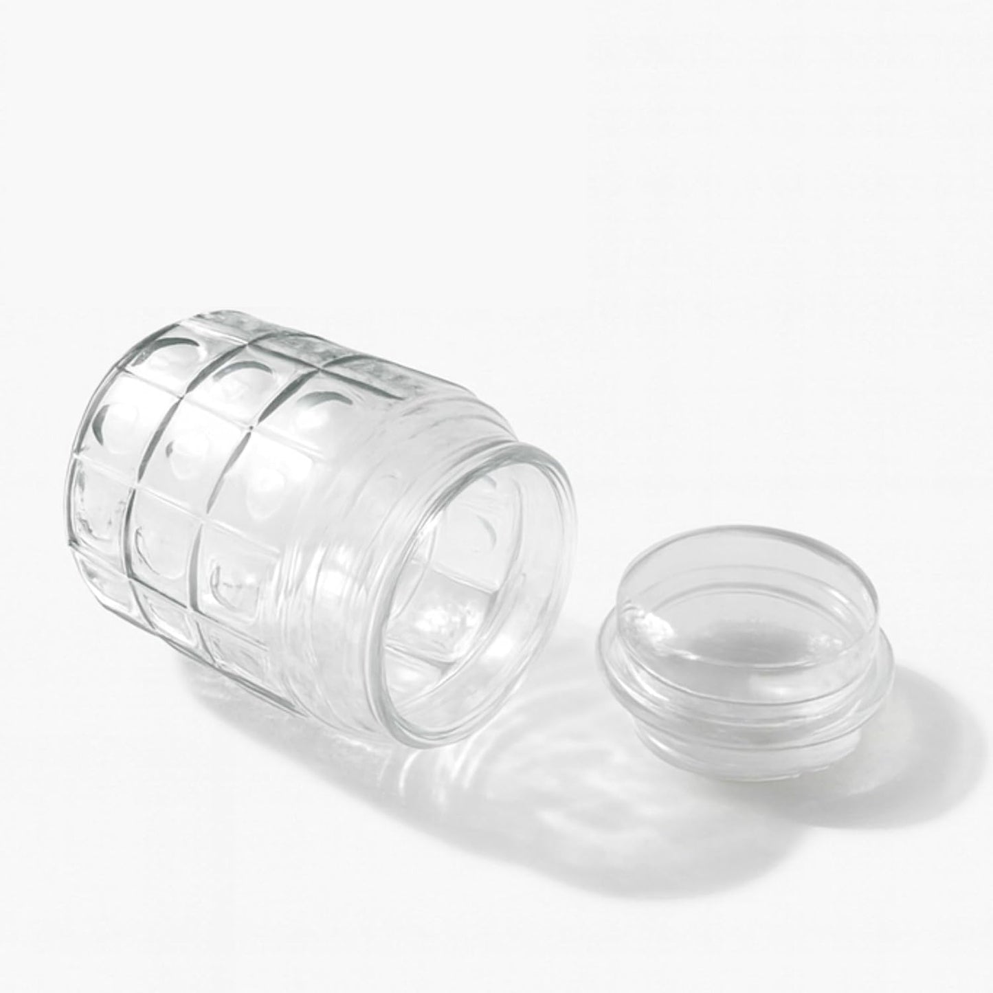 Pure Source India 500ml Glass Jar with Airtight Lid | Square Pattern Design | Kitchen Organizer for Spices, Pickles, Dry Fruits, Sugar & Snacks