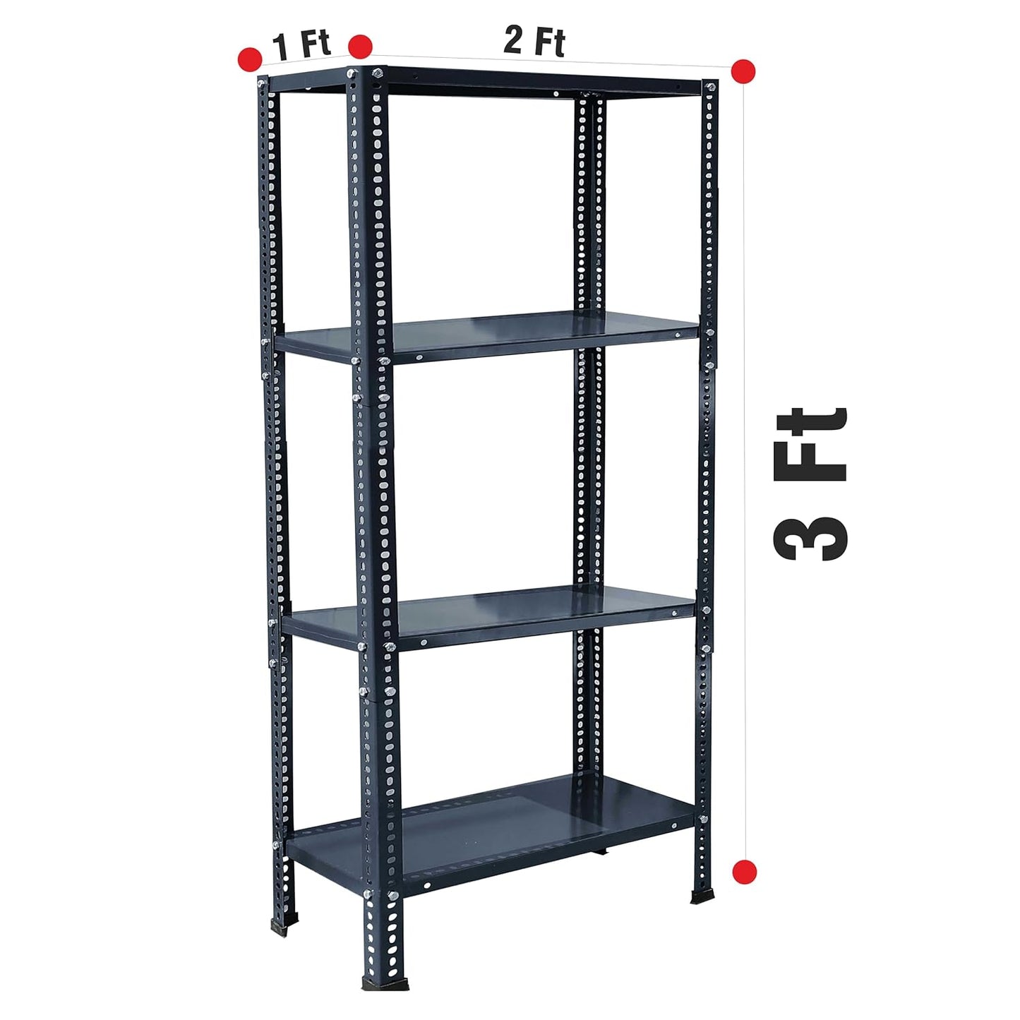 Iron Matte Finish (2 X 1 X 3 FT) (4 Shelf) Adjustable Display Rack for Home Office & Gym Use
