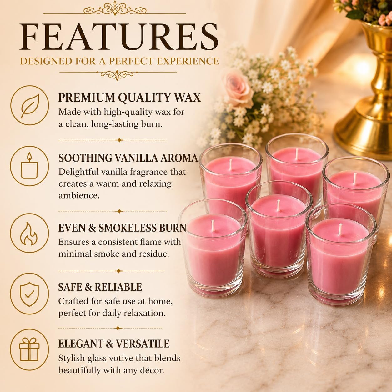 Pure Source India Glass Votive Candles, Pack of 12, (Scented - Apple Cinnamon)